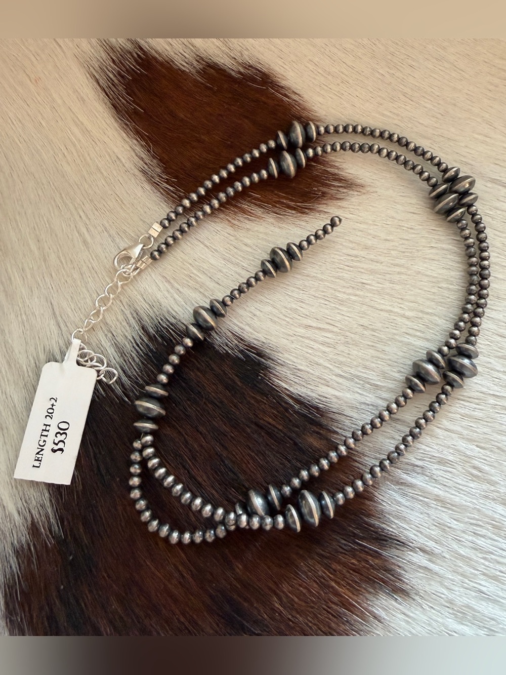 ❤️3mm 6mm 8mm Graduated Desert Pearls & Saucers Sterling Lariat Necklace 20+ 2”L